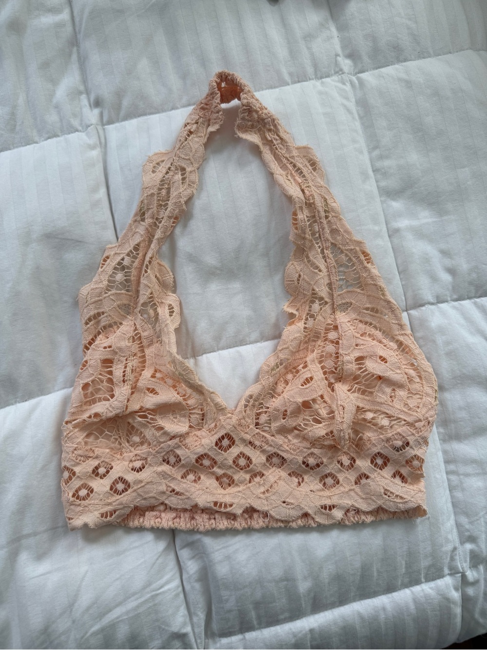 Free People Lace Halter Bralette in Peach